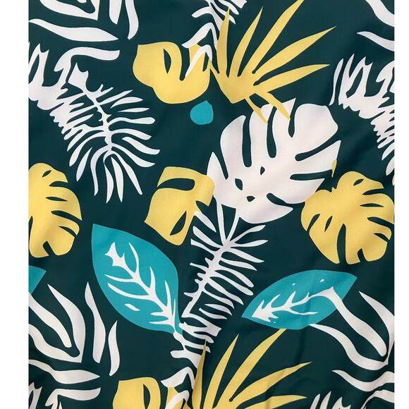 New Tropical Green & Yellow Palm Leaf Flattering Fit One-Piece Swimsuit Large - Picture 3 of 4